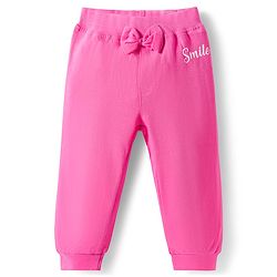 Babyhug Cotton Jersey Knit Full Length Lounge Pants With Floral & Hearts Print With Bow Applique Pack Of 3 - Multicolour