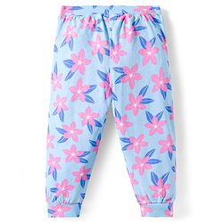 Babyhug Cotton Jersey Knit Full Length Lounge Pants With Floral & Hearts Print With Bow Applique Pack Of 3 - Multicolour