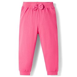 Babyhug Cotton Jersey Knit Full Length Lounge Pant With Floral Print Pack Of 2 - Navy Blue & Pink