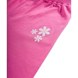 Babyhug Cotton Knit Full Length Lounge Pant With Floral Print Pack Of 2 - Pink & Yellow