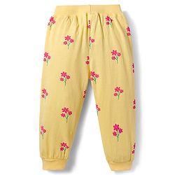 Babyhug Cotton Knit Full Length Lounge Pant With Floral Print Pack Of 2 - Pink & Yellow