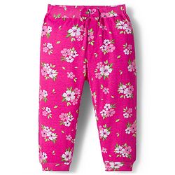 Babyhug Cotton Knit Full Length Lounge Pants with Floral & Polka Dot Print & Bow Applique Pack of 2 - Pink & Navy Blue