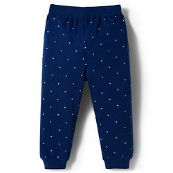 Babyhug Cotton Knit Full Length Lounge Pants with Floral & Polka Dot Print & Bow Applique Pack of 2 - Pink & Navy Blue