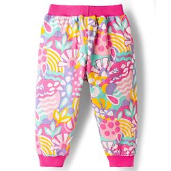 Babyhug Cotton Knit Full Length Lounge Pants with Floral & Text Print Pack of 2 - Multicolour