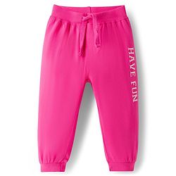Babyhug Cotton Knit Full Length Lounge Pants with Floral & Text Print Pack of 2 - Multicolour