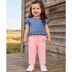 Babyhug Looper Knit Full Length Lounge Pant With Bunny Applique - Pink