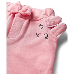 Babyhug Looper Knit Full Length Lounge Pant With Bunny Applique - Pink