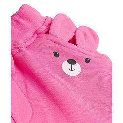 Babyhug Cotton Jersey Knit Full Length Lounge Pant With Animal Print & Bow Applique - Pink