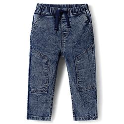 Babyhug Full Length Washed Denim Jeans With Stretch - Blue