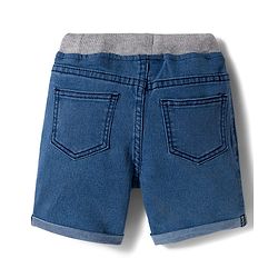 Babyhug Mid Thigh Washed Denim Shorts With Stretch - Blue
