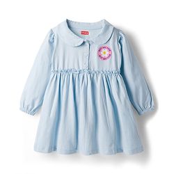 Babyug Single Jersey Knit Full Sleeves Best Day Ever Text Printed Frock with Bloomer - Blue
