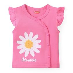 Babyhug 100% Cotton Interlock Knit Frill Sleeves Jhablas With Floral Print Pack Of 3 - Pink Purple & Yellow