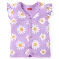 Babyhug 100% Cotton Interlock Knit Frill Sleeves Jhablas With Floral Print Pack Of 3 - Pink Purple & Yellow