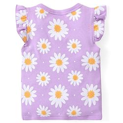 Babyhug 100% Cotton Interlock Knit Frill Sleeves Jhablas With Floral Print Pack Of 3 - Pink Purple & Yellow