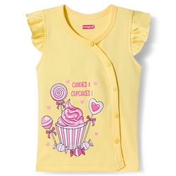 Babyhug 100% Cotton Interlock Knit Frill Sleeves Jhablas With Heart & Polka Dot Print Pack of 3 - Pink Yellow & White