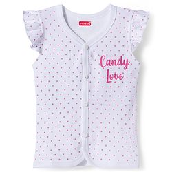 Babyhug 100% Cotton Interlock Knit Frill Sleeves Jhablas With Heart & Polka Dot Print Pack of 3 - Pink Yellow & White