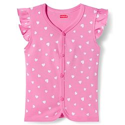 Babyhug 100% Cotton Interlock Knit Frill Sleeves Jhablas With Heart & Polka Dot Print Pack of 3 - Pink Yellow & White