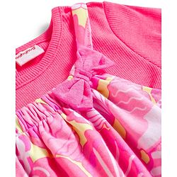 Babyhug Single Jersey Knit Dungaree & Half Sleeves Inner Tee With Seashell Print - Pink