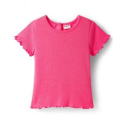 Babyhug Single Jersey Knit Dungaree & Half Sleeves Inner Tee With Seashell Print - Pink