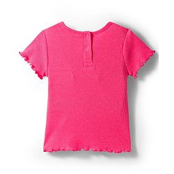 Babyhug Single Jersey Knit Dungaree & Half Sleeves Inner Tee With Seashell Print - Pink