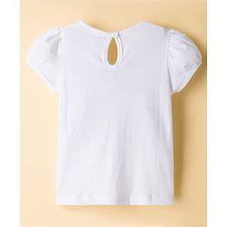 Babyhug Single Jersey Knit Haf Sleeves Top & Skirt Set With Heart Print - White & Navy Blue