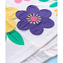 Babyhug Single Jersey Knit Half Sleeves Floral Printed Top & Shorts Set with Bow Applique - Pink & White