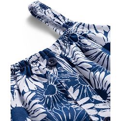 Babyhug Single Jersey Knit Sleeveless Floral Printed Co-ords Top & Shorts Set - Navy Blue