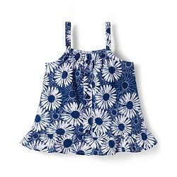 Babyhug Single Jersey Knit Sleeveless Floral Printed Co-ords Top & Shorts Set - Navy Blue