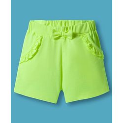 Babyhug Single Jersey Knit Half Sleeves Top & Shorts Set with Beach Theme Graphic - Limegreen & White