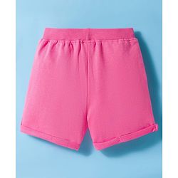 Babyhug Single Jersey Knit Half Sleeves Polka Dot Printed Top & Shorts Set with Bow Applique & Strawberry Embroidery - Pink & White