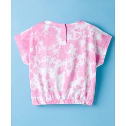 Babyhug Single Jersey Knit Tie & Dye Top & Shorts Set with Path Detailing - Pink