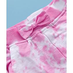 Babyhug Single Jersey Knit Tie & Dye Top & Shorts Set with Path Detailing - Pink