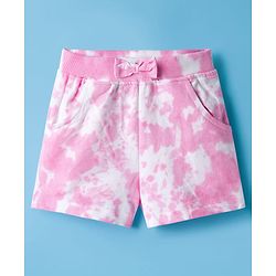 Babyhug Single Jersey Knit Tie & Dye Top & Shorts Set with Path Detailing - Pink