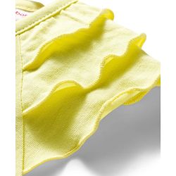 Babyhug Single Jersey Knit Frill Sleeves Top & Shorts Set with Bird Embroidery - Yellow & Pink