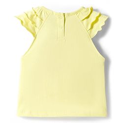 Babyhug Single Jersey Knit Frill Sleeves Top & Shorts Set with Bird Embroidery - Yellow & Pink