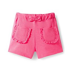 Babyhug Single Jersey Knit Frill Sleeves Top & Shorts Set with Bird Embroidery - Yellow & Pink
