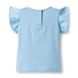 Babyhug Single Jersey Knit Frill Sleeves Floral Printed Top & Shorts Set with Applique - Light Blue