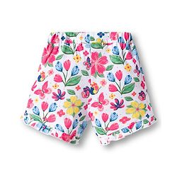 Babyhug Single Jersey Knit Frill Sleeves Floral Printed Top & Shorts Set with Applique - Light Blue