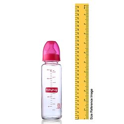 Babyhug SlimSip Glass Feeding Bottle Set  | Narrow Neck | Heat-Resistant Borosilicate Glass | Anti-Colic Nipple Pack of 2 Pink - 250 ml Each