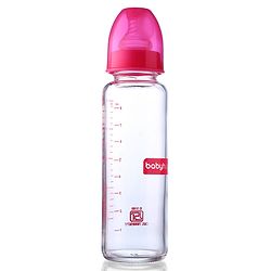 Babyhug SlimSip Glass Feeding Bottle Set  | Narrow Neck | Heat-Resistant Borosilicate Glass | Anti-Colic Nipple Pack of 2 Pink - 250 ml Each