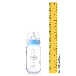 Babyhug GentleFlow Wide Neck Feeding Bottles Set of 2 - 240ml Each Blue|Heat-Resistant Borosilicate Glass| Anti-Colic Silicone Nipple|Leak-Proof|Microwave and Sterilizer Safe| BPA Free|Measuring Scale