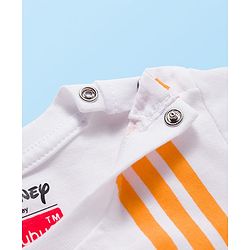 Babyhug Disney Single Jersey Knit Full Sleeves T-Shirt with Front & Back Mickey & Friends Graphic Badge Detailing - White