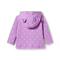 Babyhug Knit Full Sleeves Co-ords Hooded Top & Lounge Pant Set with Heart Print - Purple