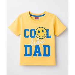 Babyhug 100% Cotton Knit Half Sleeves T-Shirt with Text Graphic - Yellow