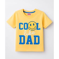 Babyhug 100% Cotton Knit Half Sleeves T-Shirt with Text Graphic - Yellow