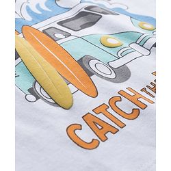 Babyhug 100% Cotton Knit Half Sleeves T-Shirt with Beach Theme Print - White