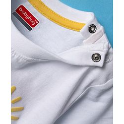 Babyhug 100% Cotton Knit Half Sleeves T-Shirt with Beach Theme Print - White