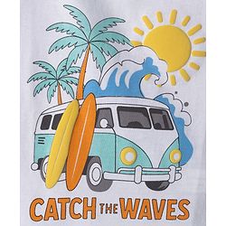 Babyhug 100% Cotton Knit Half Sleeves T-Shirt with Beach Theme Print - White