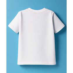 Babyhug 100% Cotton Knit Half Sleeves T-Shirt with Beach Theme Print - White