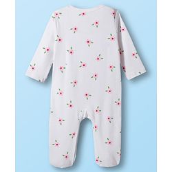 Babyhug Disney Interlock Knit Full Sleeves Footed Sleep Suits With Bambi & Friends Print Pack of 2 - Red & White